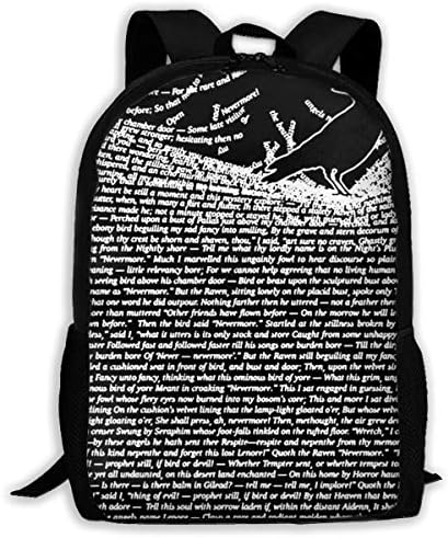 Niwaww The Raven by Edgar Allan Poe Laptop Bag Travel Hiking Backpack Daypack,Water Resistant Hiking Daypacks Travel & Camping Backpack Casual Daypacks for Men & Women.