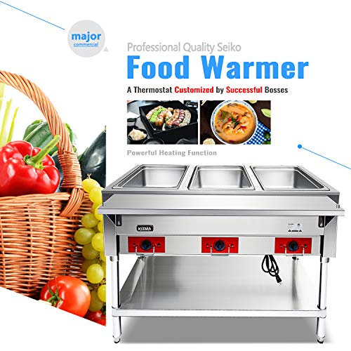 image for 110 V Commercial Electric Food Warmer – Kitma 3 Pot Stainless Steel 