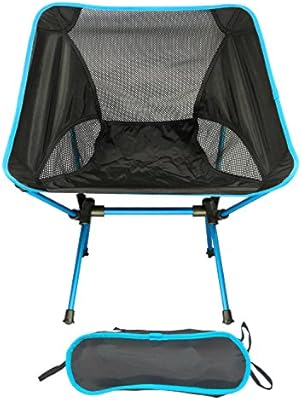Amazon アウトドアチェア キャンプ用 折りたたみ椅子 コンパクト 超軽量 航空アルミ合金 オックスフォード 収納バッグ 背もたれ 耐荷重150kg ブルー Fly チェア