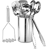Avador® Premium Set of 10 Stainless Steel Kitchen Tool Set with Holder Easy To Clean, Space Saving, Great for Cooking, Baking, Prepping