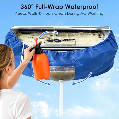 ZSPLIT-MAIR Kit pulizia condizionatore 360° professionale per climatizzatore split e condizionatori a parete, telo pulizia con accessori per una pulizia facile in casa (Blu Scuro, XL)