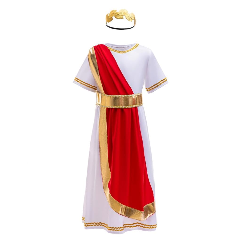 Lito Angels Ancient Roman Greek God Costume Fancy Dress Up Outfits Set with Laurel Headband for World Book Day Kids Boys Age 10-11 Years — image 1