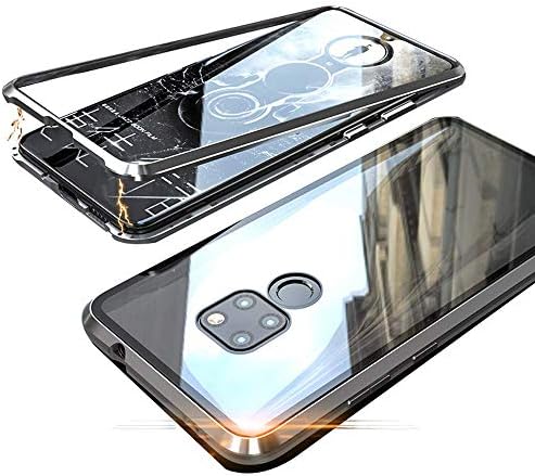 Matop Compatible for Huawei Mate 20X Durable Magnetic Adsorption Case, Tempered Glass Back Cover+Front Metal Frame, Thin Clear Shell Anti-Scratch Bumper for Huawei Mate 20X(Sliver)