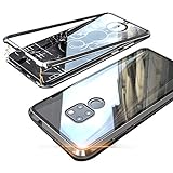 Fantasydao Compatible with Huawei Mate 20X [Magnetic Adsorption Case] Metal Frame [Clear Tempered Glass Back] 360° Bumper Slim Fit [Ultra-Thin] Lightweight Cover for Huawei Mate 20X(Silver)