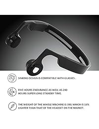 Bone Conduction   Auriculares inalámbricos con Bluetooth y manos libres, estéreo, con micrófono, color negro