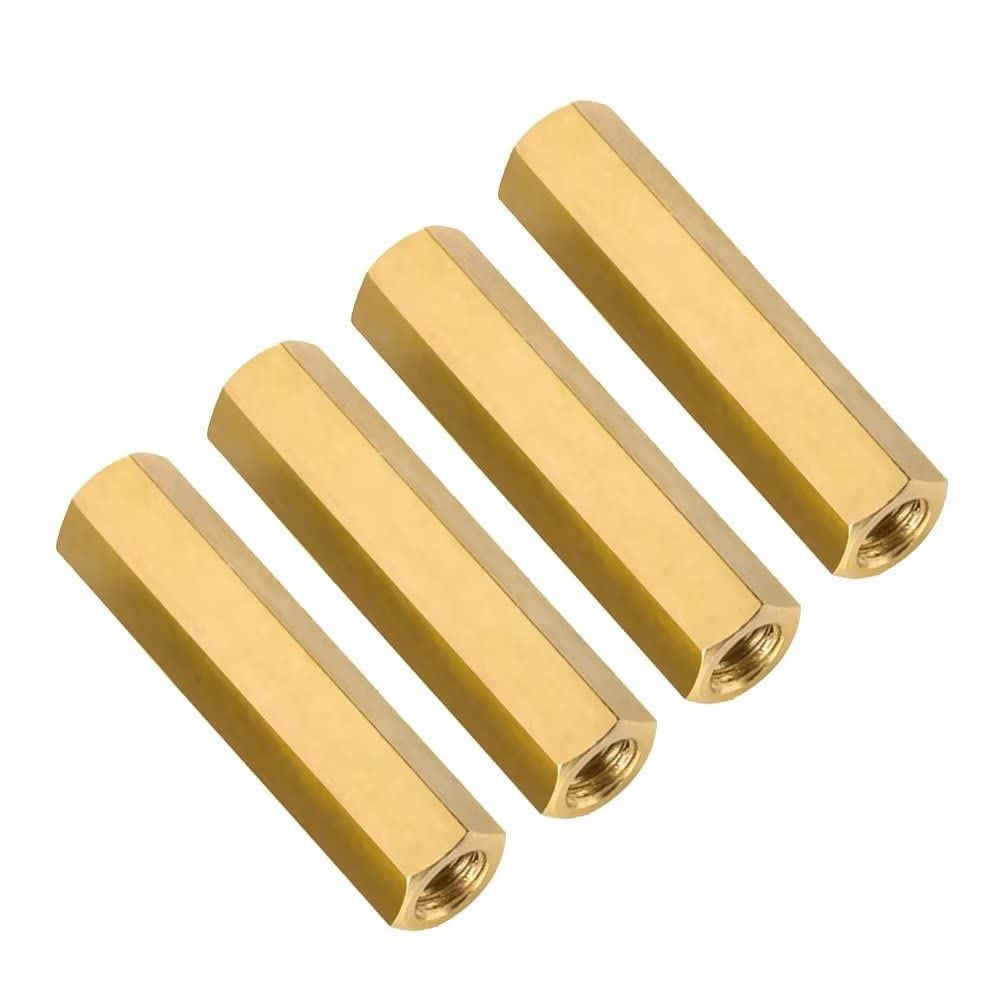 FEEIMOL Female Hex Spacer Standoff Brass Hex Standoff Bolts Nuts M4x35mm (10 pcs)