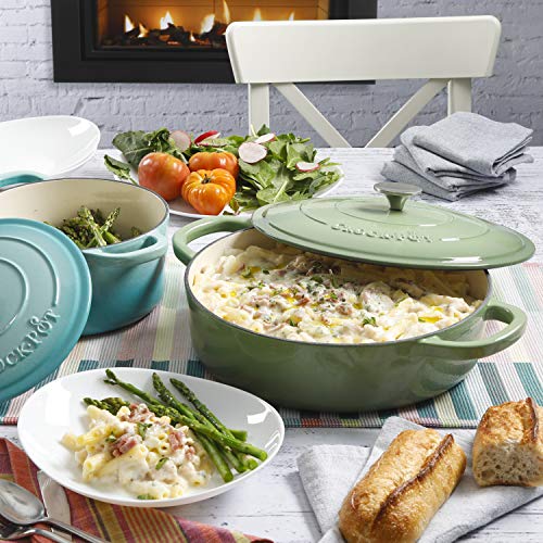 Crock Pot Artisan Enameled Cast Iron Braiser W/Lid, 5Quart, Pistachio