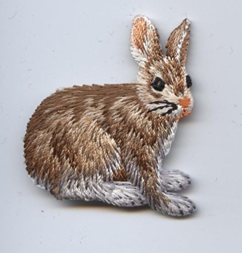 Natural Rabbit Hare Iron on Embroidered Patch
