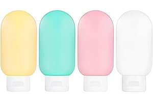 Set of 4 Refillable Plastic Travel Bottles, 2.03 Oz Leakproof Cosmetic Containers with Storage Bag, Fragrance Free