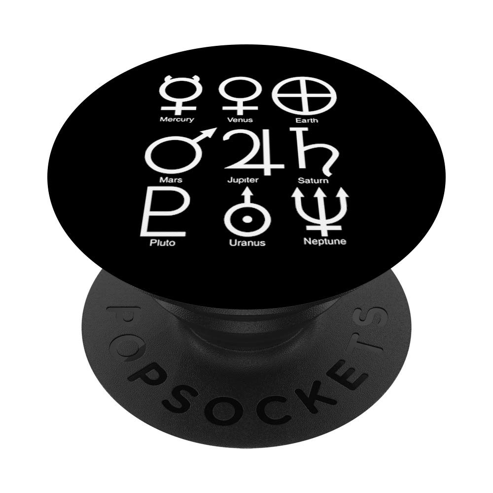 Solar System Planets Chart - Astronomical Symbols PopSockets PopGrip: Swappable Grip for Phones & Tablets