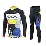 OUTON Men's Cycling Clothing Set Breathable Quick Dry Full Zip Long Sleeve Cycling Jersey + 3D Padded Pants Road Bike Comfortable Bicycle Clothes Set