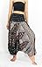NaLuck Women's Bohemian Hobo Boho Hippie Floral Print Baggy Jumpsuit Rayon Smocked Waist Yoga Aladdin Harem Pants Relaxation PH06-Black, Free Size