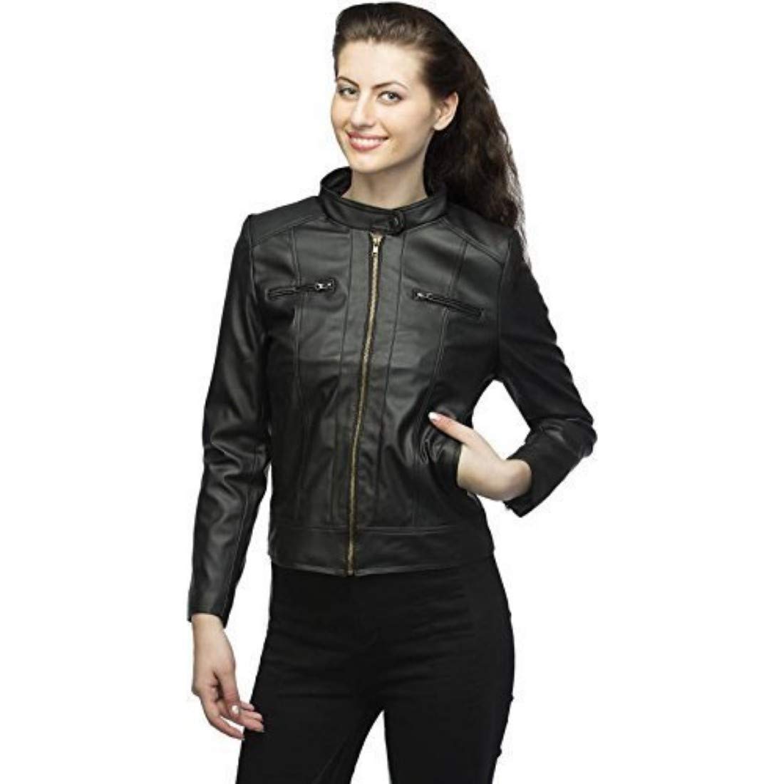veeba world black pu leather jackets for womens