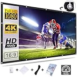 120 Inch Projector Screen, Homemaxs 16:9 HD Foldable Anti-Crease Portable Projector Screen for Home Theater Indoor Outdoor Movie Screen Support Double-Sided Projection