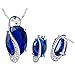 J.MOSUYA Music CZ Jewelry Set for Women, 18k White Gold Plated Necklace Earring Set Blue