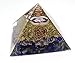 Orgone Pyramid Energy Generator – Third Eye Chakra Symbol Orgonite Lapis Lazuli Crystal Pyramid with Brass Metal - Chakra Balancing-Healing-Meditation-Yoga