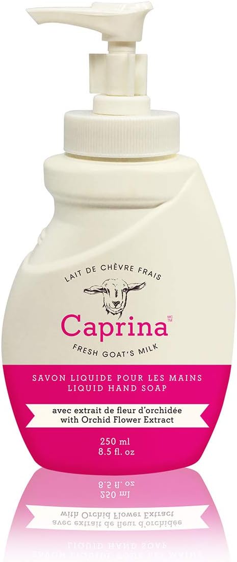 Caprina by Canus Liquid Hand Soap Pump With Fresh Canadian Goat Milk, Orchid Oil, 8.5 Fl Oz