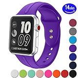 Sundo Sport Band Compatible with Apple Watch Band 38mm 40mm Classic Soft Silicone Wrist Strap Bracelet Replacement for iWatch Series 4 Series 3 Series 2 Series 1 S/M M/L（Purple 38/40mm S/M）