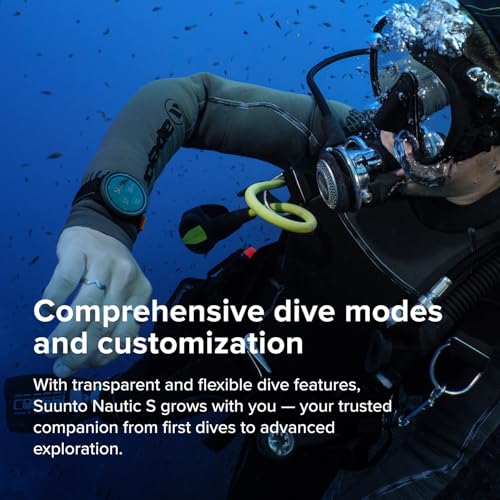 SUUNTO Nautic S Dive Watch Computer w/Bright AMOLED Display, GPS, Offline Maps and Weather Tools, Wireless Tank Pressure, Up to 60H on a Single Charge