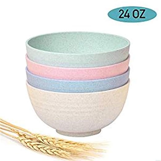 Juego de 4 cuencos de cereal irrompibles Fulasis, 24 onzas, fibra ...
