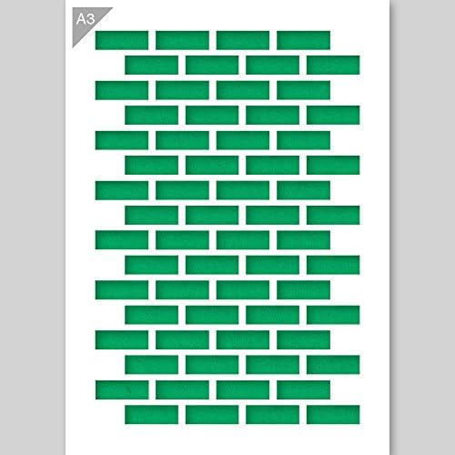 Brick Wall Pattern Stencil - Cardboard - A3 42 x 29,7cm - painting, crafts, wall, furniture stencil - Reusable kids friendly