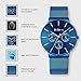 Mens Watch Deep Blue Ultra Thin Wrist Watches for Men Fashion Waterproof Dress Stainless Steel Band
