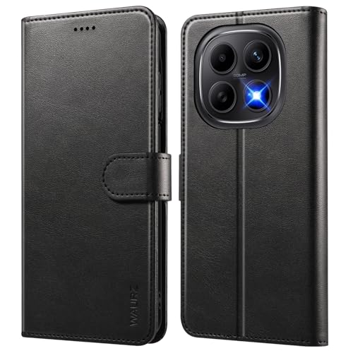 WAURZ Case for Xiaomi Redmi Note 15 4G/5G, Case with Card Holder Flip Wallet Leather Pouch Protective Flip Cover Case Black