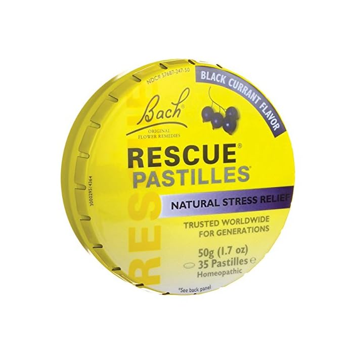 Bach Flower Essences Rescue Remedy Pastilles, Black Currant,1.7 Ounce, 4 Count
