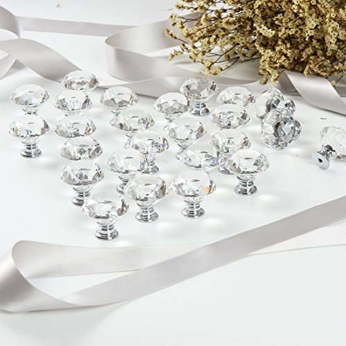 image for CZC HOME 25 PCS Crystal Glass Pull Handle Cupboard Cabinet Knobs Drawe