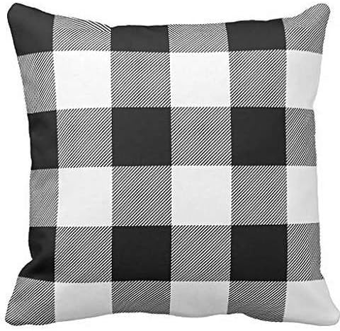 Rustic Black and White Buffalo Check Plaid Outdoor Pillow case 24*24