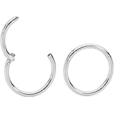 365 SLEEPERS 2PCS 316L Surgical Steel Hypoallergenic 20G Septum Jewelry Hinged Segment Ring Body Piercing Hoop Lip Rings Helix Cartilage Rook Sleeper Earrings 6mm – 10mm