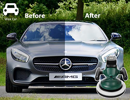 HAWKFORCE 10-Inch Cordless Car Polisher, 18V Electric Car Buffer - Adjustable Twin Handles, Random Orbit - Buffer Kit with 6 Bonnets for Cleaning, Waxing, Polishing, Fit for Car, Truck, Boat Etc