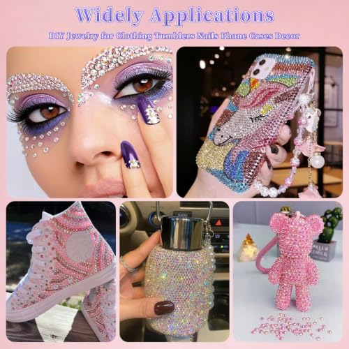 32000 Pcs Flatback Resin Rhinestone Kit, 40 Colours, 3mm, with 3 Jewellery Glue and Tools, for Nail Art, Crafts and DIY