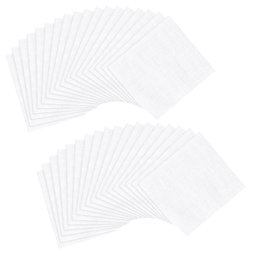 NBEADS 100 Pcs 100% Cotton White Fabric, 10×12cm Quilting Cotton Squares Solid Color Precut Fabric Pieces Embroidery Aida Cotton for DIY Sewing Craft