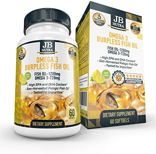 Burpless Fish Oil Supplement, Lemon Scent - Small Softgels - Great Source of Omega 3 For Women and Men