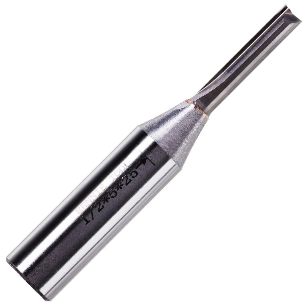 Rennie Tools - 5mm Cutting Diameter x 25mm Flute x 1/2" Shank TCT Tipped 2 Flute Straight Router Cutter Bit. Compatible With Makita Trend Festool Hikoki Dewalt Router Etc. 5mm Router Bit