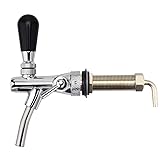 FERRODAY Long Shank Adjustable Faucet Brass Body Stainless Steel Core Draft Beer Faucet No-Rust Plated Beer Faucet for Kegerator Adjustable Beer Tap for Homebrew 5/16 Barbed Fitting Beer Tap