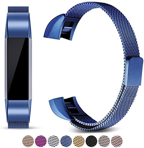 For Fitbit Alta and Alta HR Magnetic Bands, Konikit Band Milanese Loop Stainless Steel Metal Replacement Bracelet Strap, Wristbands Accessories for Women Men (Blue)