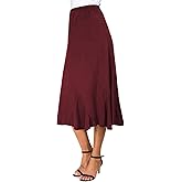 EXCHIC Women's Elegant Ankle Length Ruffle Hem Elastic Waist Suede Midi Skirt