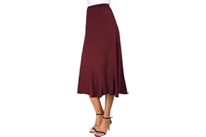 EXCHIC Women's Elegant Ankle Length Ruffle Hem Elastic Waist Suede Midi Skirt