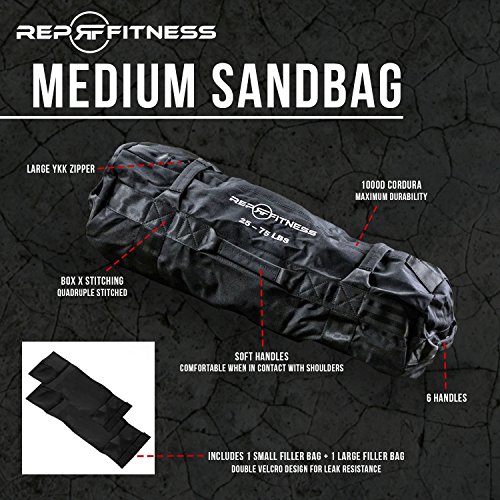 REP FITNESS Sandbag - Medium, Black, 25-75 lbs - Thumbnail 3