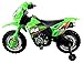 Extreme Rider Dirt Bike Children's Kid's Battery Operated Rechargeable Ride On Motorcycle w/ Removable Training Wheels, Ages 3 - 8 (Green)