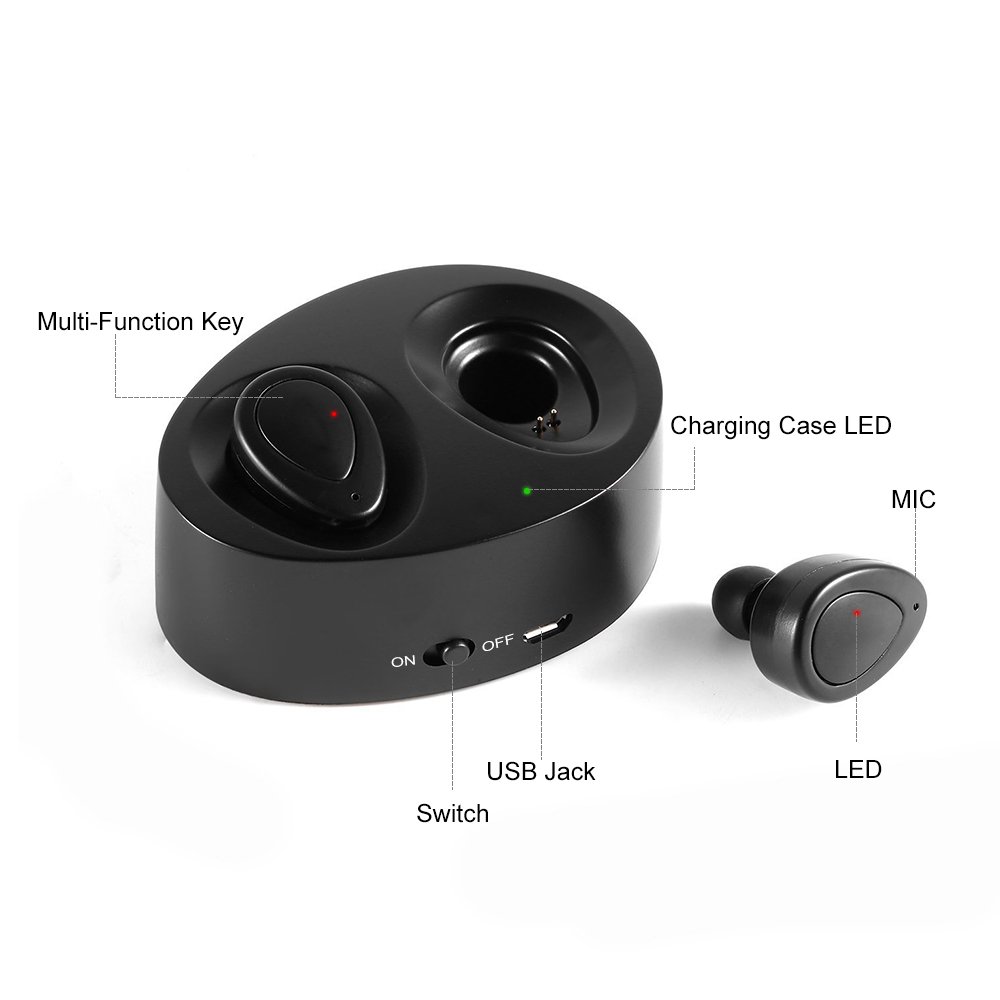 Mbuynow Mini Écouteur Bluetooth Sans Fil Oreillette Bluetooth 4.1 Stéréo Pour Sport Réduction du Bruit avec Microphone pour Apple iPhone iPad Android Samsung Ordinateur etc