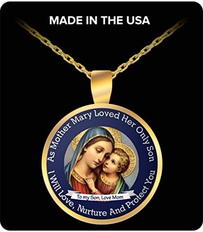 Mother Mary And Son Necklace - To My Son, Love Mom