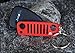 Alien Sunshade Jeep Wrangler JK JKU Grill Keychain, Made of Laser Cut Stainless Steel, Features Iconic D-Ring Connector (Firecracker Red)