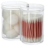 STORi Clear Plastic Cotton Ball and Swab Holder with One-Piece Lid