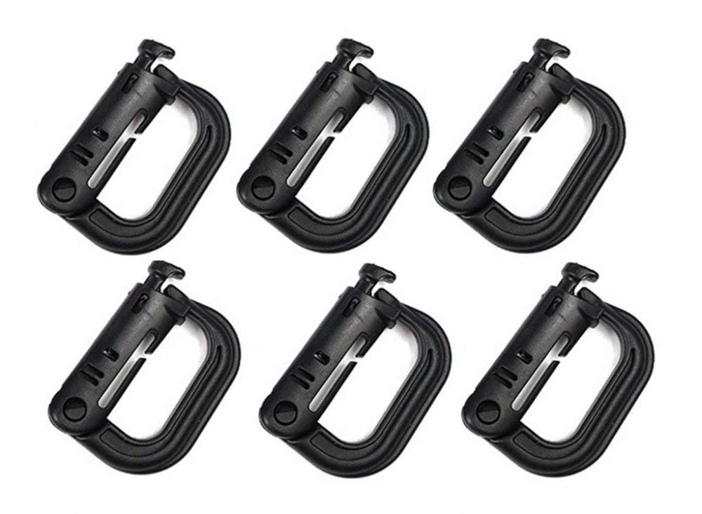 Kayheng 6 PCS Grimloc Molle Carabiner D Locking Ring Mount D-Ring Clip Snap Hook Buckle