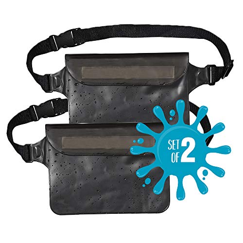 Waterproof Fanny Pack (Set of 2), Waterproof Phone Pouch Waist Bag, Dry Bag Waist Pack for Travel & Cruise Essentials, Waterproof Beach Bag, Waterproof Passport Holder, Swimming Pool Bag & Money Belt