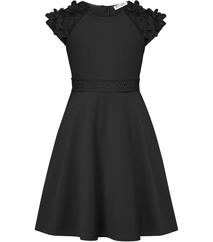 ladies black skater dress Bonnie Jean Girls Size 7-16 Lace Sleeve Scuba Knit (White, 7): Clothing, Shoes & Jewelry Color:Dark Khaki Bridal Dresses In Black sleeve dress is made summer-style