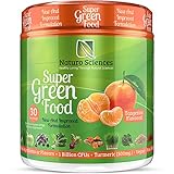 Super Greens Food Supplement By Naturo Sciences the First Complete Green Food To Go Nutrition with Powerful Food Based Multi Vitamins with Amazing Wheat Grass for You Tangerine 8.5oz 30 Servings
